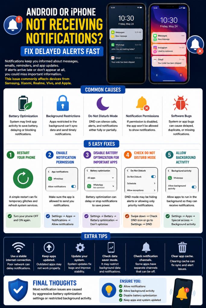 Android or iPhone Not Receiving Notifications Fix Delayed Alerts Fast